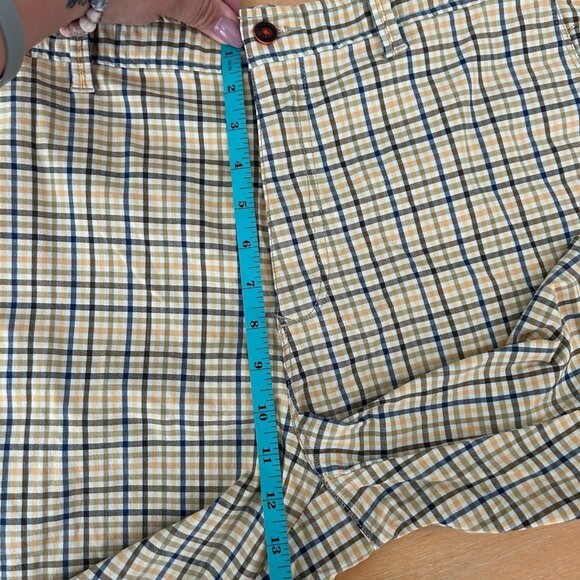 Tommy Bahama Shorts Mens 36 Tan Blue Plaid Check Nylon Stretch Lightweight Beach - Picture 12 of 14